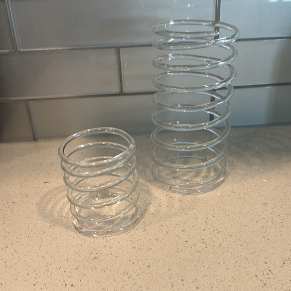 Clear Spiral Glass Vase Set - Picture 3 of 5